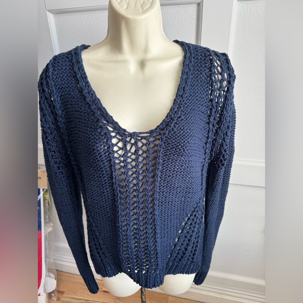 Twelfth Street By Cynthia Vincent Cable Knit Sweater Women’s Size Small Blue